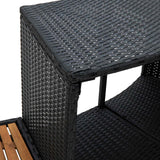 Spa Surround Black Poly Rattan and Acacia Wood - Extra Image
