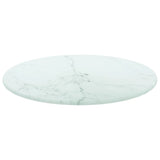 Table Top White Ø30x0.8 cm Tempered Glass with Marble Design - Front View