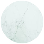 Table Top White Ø40x0.8 cm Tempered Glass with Marble Design