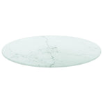 Table Top White Ø40x0.8 cm Tempered Glass with Marble Design
