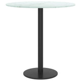 Table Top White Ø40x0.8 cm Tempered Glass with Marble Design - Side View