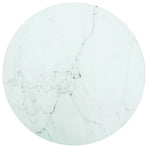 Table Top White Ø50x0.8 cm Tempered Glass with Marble Design