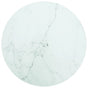 Table Top White Ø50x0.8 cm Tempered Glass with Marble Design