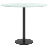 Table Top White Ø50x0.8 cm Tempered Glass with Marble Design