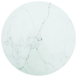Table Top White ?0x0.8 cm Tempered Glass with Marble Design