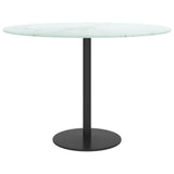 Table Top White ?0x0.8 cm Tempered Glass with Marble Design