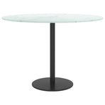 Table Top White ?0x0.8 cm Tempered Glass with Marble Design