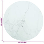 Table Top White ?0x0.8 cm Tempered Glass with Marble Design