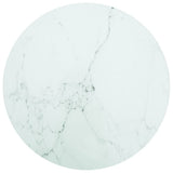 Table Top White ?0x0.8 cm Tempered Glass with Marble Design