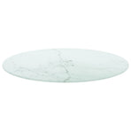 Table Top White ?0x0.8 cm Tempered Glass with Marble Design
