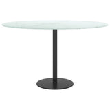 Table Top White ?0x0.8 cm Tempered Glass with Marble Design