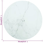 Table Top White ?0x0.8 cm Tempered Glass with Marble Design