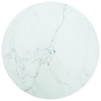 Table Top White ?0x1 cm Tempered Glass with Marble Design
