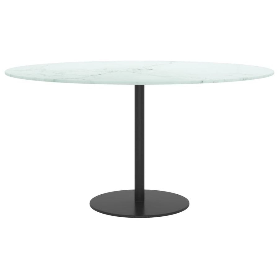 Table Top White ?0x1 cm Tempered Glass with Marble Design