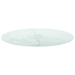 Table Top White Ø90x1 cm Tempered Glass with Marble Design