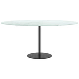 Table Top White Ø90x1 cm Tempered Glass with Marble Design - Side View