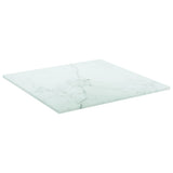 Table Top White 30x30 cm 6 mm Tempered Glass with Marble Design