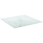 Table Top White 30x30 cm 6 mm Tempered Glass with Marble Design