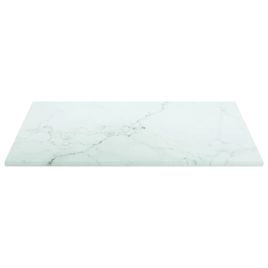Table Top White 30x30 cm 6 mm Tempered Glass with Marble Design