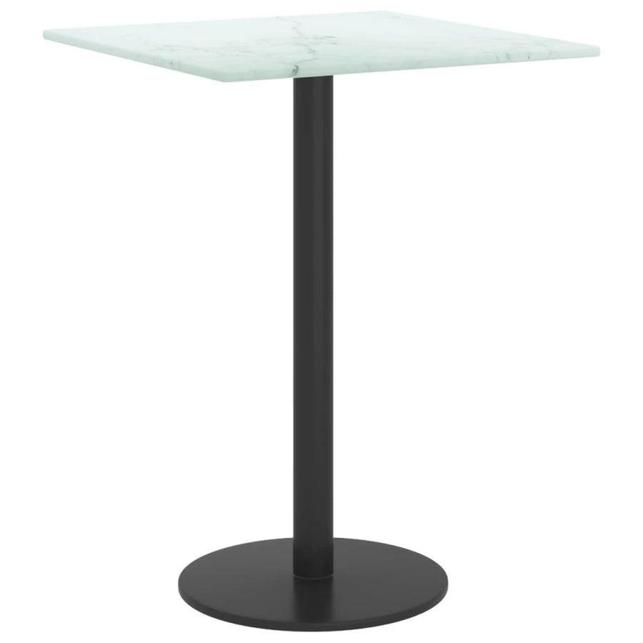 Table Top White 30x30 cm 6 mm Tempered Glass with Marble Design