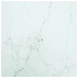 Table Top White 40x40 cm 6 mm Tempered Glass with Marble Design