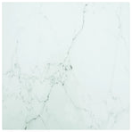 Table Top White 40x40 cm 6 mm Tempered Glass with Marble Design