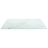 Table Top White 40x40 cm 6 mm Tempered Glass with Marble Design