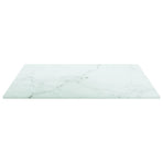 Table Top White 40x40 cm 6 mm Tempered Glass with Marble Design