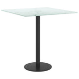 Table Top White 40x40 cm 6 mm Tempered Glass with Marble Design - Top-Down View