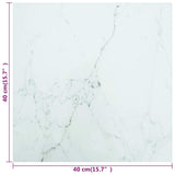 Table Top White 40x40 cm 6 mm Tempered Glass with Marble Design - 45-Degree Angle