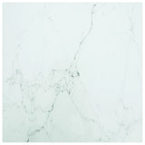 Table Top White 50x50 cm 6 mm Tempered Glass with Marble Design