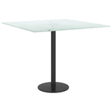 Table Top White 50x50 cm 6 mm Tempered Glass with Marble Design - Top-Down View