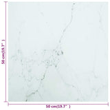 Table Top White 50x50 cm 6 mm Tempered Glass with Marble Design - 45-Degree Angle