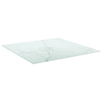 Table Top White 60x60 cm 6 mm Tempered Glass with Marble Design