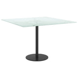 Table Top White 60x60 cm 6 mm Tempered Glass with Marble Design - Top-Down View