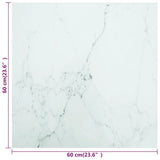 Table Top White 60x60 cm 6 mm Tempered Glass with Marble Design - 45-Degree Angle