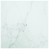 Table Top White 70x70 cm 6 mm Tempered Glass with Marble Design