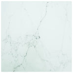 Table Top White 70x70 cm 6 mm Tempered Glass with Marble Design