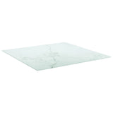 Table Top White 70x70 cm 6 mm Tempered Glass with Marble Design - Front View