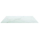 Table Top White 70x70 cm 6 mm Tempered Glass with Marble Design