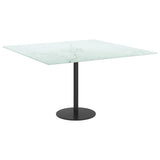 Table Top White 70x70 cm 6 mm Tempered Glass with Marble Design - Top-Down View