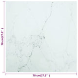 Table Top White 70x70 cm 6 mm Tempered Glass with Marble Design - 45-Degree Angle
