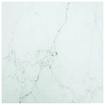 Table Top White 80x80 cm 6 mm Tempered Glass with Marble Design