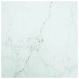 Table Top White 80x80 cm 6 mm Tempered Glass with Marble Design