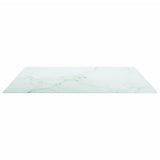 Table Top White 80x80 cm 6 mm Tempered Glass with Marble Design
