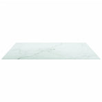 Table Top White 80x80 cm 6 mm Tempered Glass with Marble Design