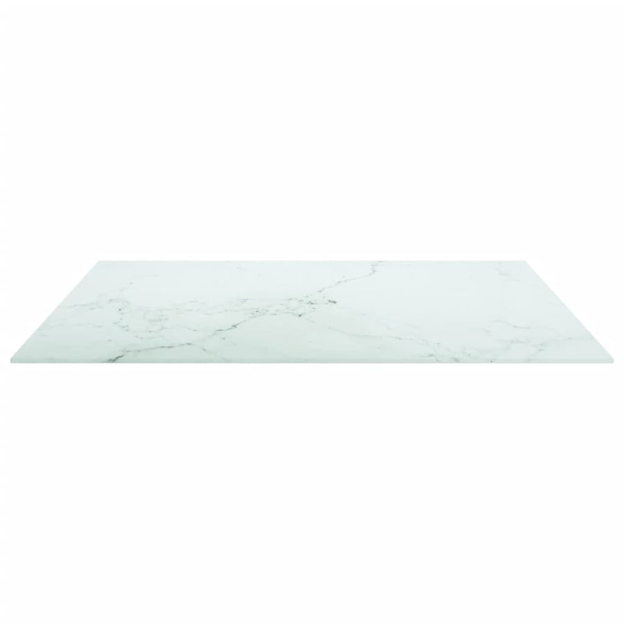 Table Top White 80x80 cm 6 mm Tempered Glass with Marble Design