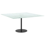 Table Top White 80x80 cm 6 mm Tempered Glass with Marble Design
