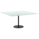 Table Top White 80x80 cm 6 mm Tempered Glass with Marble Design - Top-Down View