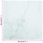 Table Top White 80x80 cm 6 mm Tempered Glass with Marble Design